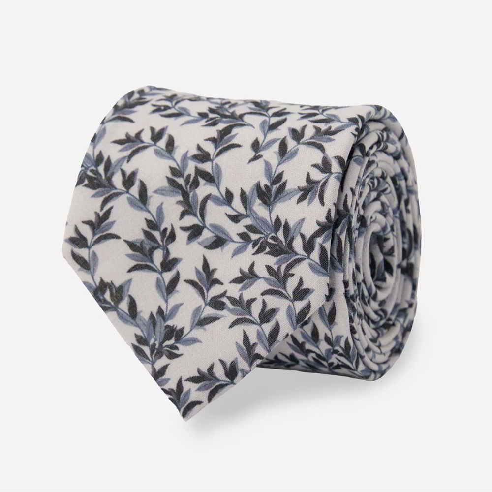 The Tie Bar Laurel Floral Pale Blue Tie